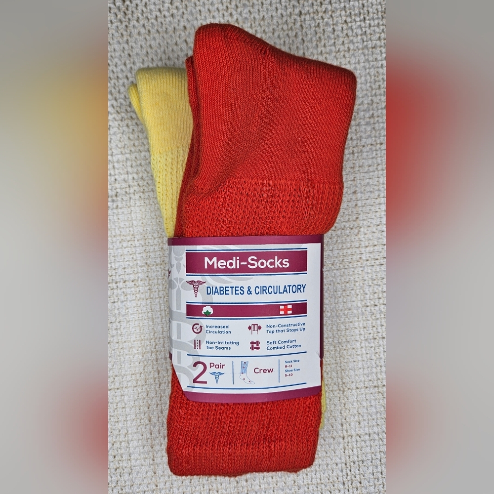 NWT Medi-Socks Women's Diabetic & Circulatory Crew Socks 2pk Size 5-10